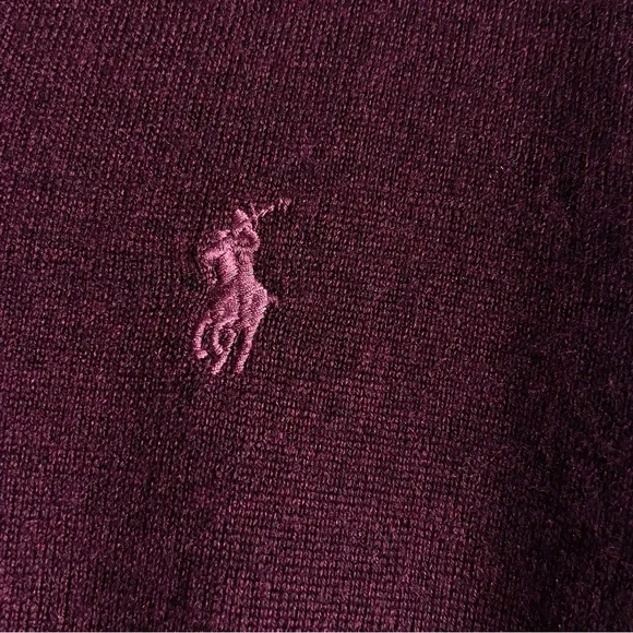 Polo Ralph Lauren Washable Wool Slim Fit V-Neck Sweater in Wine Size M EUC - Picture 8 of 16